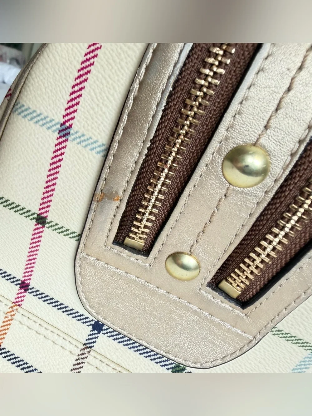 Vintage 2008 Coach 13040 Heritage Stripe Tattersall Plaid Satchel Wallet 3PC Set